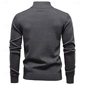 preiswerte Herren Elite Pullover &amp; Cardigans-Herren Pullover Zopfmuster Stricken Normale Oberteile Halber Reißverschluss Farbblock Geometrisch Stehkragen Elegant Vintage Schule Urlaub Bekleidung Frühling Herbst Grün Armeegrün S M L