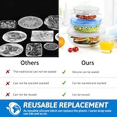 abordables Ustensiles et gadgets de cuisine-Lot de 12 couvercles extensibles en silicone, couvercles d'emballage alimentaire hermétiques réutilisables, couvercles de conservation de la fraîcheur en silicone pour bols, tasses, récipients, stockage des aliments