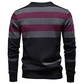 cheap Men's Elite Sweaters &amp; Cardigans-Men's Pullover Knit Regular Tops Check Pattern Crew Neck Cool Pullover School Vacation Clothing Apparel Spring Fall Dark Navy Purple S M L