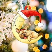 olcso Díszek-10 db-os karácsonyi fa kutyadíszek, aranyos színes nyomtatott kiskutya függődekorációk, ünnepi karácsonyfa függőcímkék otthonra, kirakatba és ünnepi parti dekorációhoz