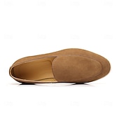abordables Zapatillas sin cordones y mocasines de hombre-Mocasines sin cordones de ante color tostado para hombre: zapatos casuales livianos para uso diario en la oficina, para ir al trabajo y para el fin de semana.