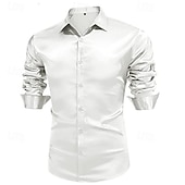 economico Camicie in raso da uomo-Per uomo Camicia Come la seta Camicia in raso Camicia elegante Camicia casual Camicia con Bottoni Semplice Matrimonio Doccia Nero Bianco Rosso Blu reale Manica Lunga Bavero Primavera &amp; Autunno Tutte