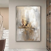abordables Peintures Abstraites-Peinture à l'huile beige dorée faite à la main sur toile, texture abstraite, affiches décoratives, grand art mural, images en feuille d'or, décoration moderne pour la maison, le salon, le bureau,