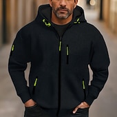 economico felpe con cappuccio da uomo di base-Per uomo Felpa con cappuccio Felpa con cappuccio a zip intera Felpa con cappuccio in pile Nero Vino Blu marino Blu Reale Verde scuro Con Cappuccio Semplice Tasca Sport &amp; Outdoor Quotidiano Ferie