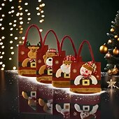 levne Dárkové balení-Sada 4 vánočních dárkových tašek pro panenky, mini plyšové sáčky s motivem Santa Clause a sněhuláka a sobů, sáčky na vánoční dárky