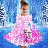 halpa 3D sarjakuva lipasto-Tyttöjen 3D Piirretty Mekko Pitkähihainen Kesä Kevät Loma Päivittäin Pyhäpäivä Prinsessa Kaunis Makea Lapset 4-12 vuotta Rento mekko A linjainen mekko Polvipituinen Normaali