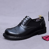 tanie Klasyczne Buty Eleganckie-Męskie skórzane półbuty wizytowe typu oxford z noskiem typu cap toe – pierwsza warstwa skóry bydlęcej, formalne, sznurowane, klasyczne buty biznesowe do biura, na wesela i do profesjonalnego stroju
