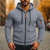 economico Felpa Tattica-Per uomo Felpa con cappuccio Felpa con cappuccio a zip intera Felpa con cappuccio in pile Felpa con cappuccio tattica Nero Verde militare Blu marino Cachi Grigio chiaro Con Cappuccio Semplice Cerniera