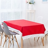 Christmas Table Cloth Non Woven Fabric Red Holiday Home Dining Table Cover Festive Christmas Decoration Perfect Seasonal Party Accent Cozy Home Celebration Accessory4