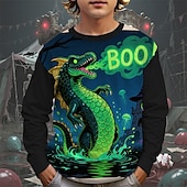 levne Chlapecké halloweenské kostýmy-předvečer Všech svatých Chlapecké 3D Komiks Dinosaurus Tričko Košilky Dlouhý rukáv Jaro Podzim Módní Základní Děti 4-12 let Tričkový Venkovní Ležérní Denní Běžný