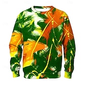 billige Geometrisk mønster-Herre Abstrakt Genser Fritid Langermet Crew-hals Feriereise Gateklær Rød Lilla Crewneck 3D Alle årstider Designer