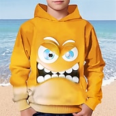 baratos Animais 3D do Menino-Moletom com capuz estampa 3D para meninos, estampa engraçada com sorriso, manga longa, moda outono inverno, streetwear, crianças de 4 a 12 anos, com capuz, casual, para atividades ao ar livre, ajuste