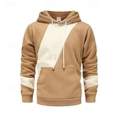 abordables Sudadera con capucha de vellón-Hombre Sudadera Sudadera Con Capucha Sudadera con capucha de lana Sudadera con capucha forrada de polar Negro Caqui Beige Gris Con Capucha Plano Retazos Bloque de Color Deporte Casual Diario Ropa de