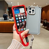 Недорогие Чехлы для iPhone-телефон Кейс для Назначение i16 15 14 Pro Max Plus 13 Кейс на заднюю панель с ремешком Защита от удара Градиент цвета ПК
