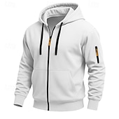 billiga Taktisk huvtröja-Herr Huvtröja Huvtröja med dragkedja Huvtröja i fleece Taktisk hoodie Svart Marinblå Kaki Ljusgrå Mörkgrå Huva Slät Dragkedja Ficka Ledigt Dagligen Sport &amp; Utomhus Polyester Streetwear Häftig