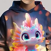 billiga Pojkens 3D-djur-Pojkar 3D Drake Huvtröja Långärmad Vår Höst Mode Streetwear Barn 4-12 år Huva Utomhus Ledigt Dagligen Normal