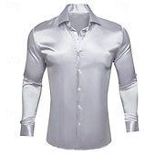 economico Camicie in raso da uomo-Per uomo Camicia Come la seta Camicia in raso Camicia elegante Camicia casual Camicia con Bottoni Semplice Formale Matrimonio Nero Bianco Giallo Rosso Manica Lunga Bavero Primavera &amp; Autunno Tutte le