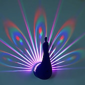 economico Proiettore luci-1 pz luce di proiezione pavone telecomando luce notturna da parete camera da letto testata del letto luce d&#039;atmosfera colorata luce notturna creativa di ricarica USB