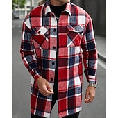 Bărbați Shacket Jachetă cămașă Jachete Iarnă Plisat Vacanță Purtare Zilnică Negru Roșu Vin Portocaliu Kaki Manșon Lung Rever Toamnă Iarnă Îmbrăcăminte Buzunar ieftine cămăși de flanel-Bărbați Shacket Jachetă cămașă Jachete Iarnă Plisat Vacanță Purtare Zilnică Negru Roșu Vin Portocaliu Kaki Manșon Lung Rever Toamnă Iarnă Îmbrăcăminte Buzunar