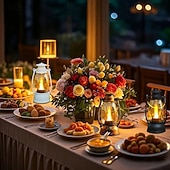 billige Campinglys og lykter-6/12 stk. jul retro LED-stearinlys kreativ oljelampe halloween ornamenter ferie camping bærbar nattlys bryllup bursdag atmosfære dekorasjon