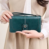 billiga Förvaring-rfid antimagnetisk lång plånbok för kvinnor med dragkedja i läder med stor kapacitet, snygg kreditkortshållare med bifold-organisatör, modern handväska för dagligt bruk