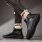 abordables Bottines-Homme Bottes Rétro Marche ancien Quotidien PU Confortable Bottes Mi-Mollet Mocassin Brun foncé Noir Gris Printemps Automne