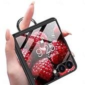 baratos Capa Samsung-telefone Capinha Para Samsung Galaxy Z Flip 7 Z Virar 6 Z Flip 5 Capa traseira e protetor de tela Suporte para carregamento sem fio com pulseira Retro PC