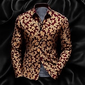 economico Camicie in raso da uomo-Per uomo Camicia Camicia in raso Camicia a righe Camicia casual Camicia con Bottoni Paisley Formale Matrimonio Nero Vino Blu Verde Manica Lunga Colletto Primavera &amp; Autunno Tutte le stagioni