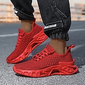 cheap Men&#039;s Sneakers-Men&#039;s Red Fashion Sneakers – Breathable Lace-Up Sport Shoes with Modern Sole Design for Running, Gym, Streetwear and Casual Weekend Outfits