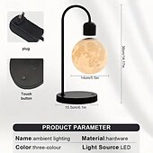 cheap Household Appliances-Magnetic Levitation Moon Lamp Desktop Lamp 15W Wireless Phone Charger 3-Color Adjustable 3D Touch-Sensitive Moonlight Ambient Night Light