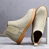 economico Stivali Chelsea-stivali chelsea da uomo color cachi, stile casual e leggero alla caviglia con soffietti elastici, per l'ufficio, le uscite del fine settimana e il comfort quotidiano