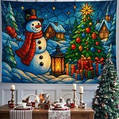 billiga jul gobeläng hängande-Julväggstapet Bakgrund Söt snögubbe med halsduk och gåva 2025 jul vinterland vägghängande festlig semester för dekoration av sovrum vardagsrum fest