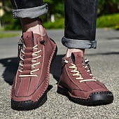 メンズブルーカジュアルレースアップアンクルブーツ、サイドジッパー付き、ハンドメイドスタイル、快適な滑り止めソール、アウトドアや普段使いに最適 お買い得  アンクルブーツ-メンズブルーカジュアルレースアップアンクルブーツ、サイドジッパー付き、ハンドメイドスタイル、快適な滑り止めソール、アウトドアや普段使いに最適