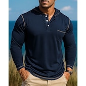 abordables Hauts-Homme Chemise décontractée T-shirt à capuche manche longue À capuche Top Extérieur Respirant Coton Noir Bleu Vert Tennis Le golf Course