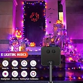 voordelige Halloween-verlichting-1 stuk zonne-lichtsnoer Halloween buitendecoratie IP65 waterdicht zonne-sprookjesachtige twinkelende lichtjes 8 verlichtingsmodi geschikt voor Halloween, Kerstmis, feest, boom, bruiloft, tuin, balkon,