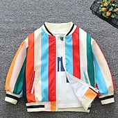 billige Guttas baseballjakker-Barn Unisex Baseballjakker Yttertøy Fargeblokk Langermet Glidelås Lomme Komfort Myk Frakk utendørs Mote Daglig Rosa og Blå Vår Høst 4 år +
