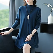 abordables Robes pull-Femmes Mini Robe Robe Pull Robe Décontractée Élégant Mode Moderne Extérieur Quotidien Sortir Coupe régulière Uni manche longue Col roulé Noir Vert Claire Bleu Marron Printemps Automne