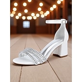 baratos cocktail-sandálias femininas de salto bloco de cetim roxo com tiras de strass - sapatos sociais elegantes e abertos para coquetéis e ocasiões formais