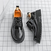 economico Scarpe Oxford-scarpe oxford nere lucide da uomo – scarpe eleganti stringate in vernice con suola spessa per feste serali, moda gotica, concerti e occasioni speciali