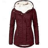 abordables Parka Décontractée-Femmes Manteau d&#039;Hiver Veste à Capuche Chaud Confortable Fermeture éclair Avec Poches Occasionnel Uni Extérieur Vacances Tenue quotidienne Week-end Régulier À capuche Coupe régulière manche longue