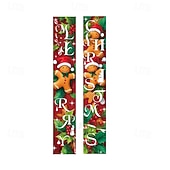 2025 Christmas Cartoon Gingerbread Leaves Series Couplets, Indoor Outdoor Holiday Celebration Decorations4