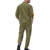 economico Tute basic-Per uomo Maglia Tuta da Ginnastica Set di abiti Bavero All'aperto Quotidiano Sportivo Coulisse Cardigan con Bottoni Tasca Blocco di colori Nero Blu marino Cachi Poliestere Abbigliamento sportivo Moda