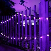 abordables Halloween al Aire Libre-2 luces LED solares moradas con forma de bola de cristal de 6,5 m y 30 LED para exteriores, 8 modos de iluminación, resistentes al agua, ideales para jardín, porche, boda, patio, decoración de