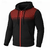 economico Felpa con cappuccio in pile-Per uomo Felpa con cappuccio Felpa con cappuccio a zip intera Felpa con cappuccio in pile Felpa con cappuccio foderata in pile Nero Bianco Rosso Blu Grigio scuro Con Cappuccio Semplice Blocco di