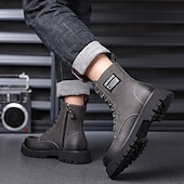 tanie Buty robocze-Wytrzymałe buty robocze męskie – antypoślizgowe skórzane obuwie ochronne z amortyzującą podeszwą do prac budowlanych, ogrodniczych i na zewnątrz