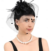 abordables Fascinadores-Fascinators Pluma Boda Vintage Con Gorra Celada Sombreros