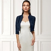 economico impacchi per gli invitati al matrimonio-Wrap Bolero da Donna Scialle della Madre Cappotti  Giacche di Base Elegante a Manica 3/4 Wrap in Chiffon per Ospiti ai Matrimoni con Colore Puro per Festa Serale in Primavera e Estate per fare colpo