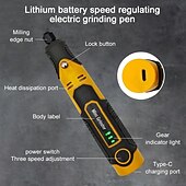 tanie Artykuły domowe-Miniaturowy elektryczny młynek, 3 regulowane prędkości, ładowany przez USB, zestaw narzędzi do rzeźbienia w jadeicie w drewnie, metalu, szkle, grawerowania, polerowania i majsterkowania z 57