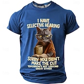  T-Shirt Grafica per Uomini Divertente Citazione Sarcastica del Gatto 'Ascolto Selettivo' Maniche Corte. Ottima per Umorismo di Stile di Vita e Atteggiamento.
