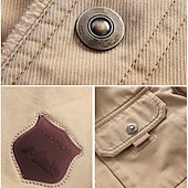 billige grafiske jakker og kåper for menn-Herre Grafisk 1776 Fleece-jakke Cargo jakke Sherpa jakke Hold Varm Årgang Fritid utendørs Hjem Flere lommer Bomullsjakker Vinterfrakker Høst Vinter Fleecekrage med nedfellbar krage Langermet